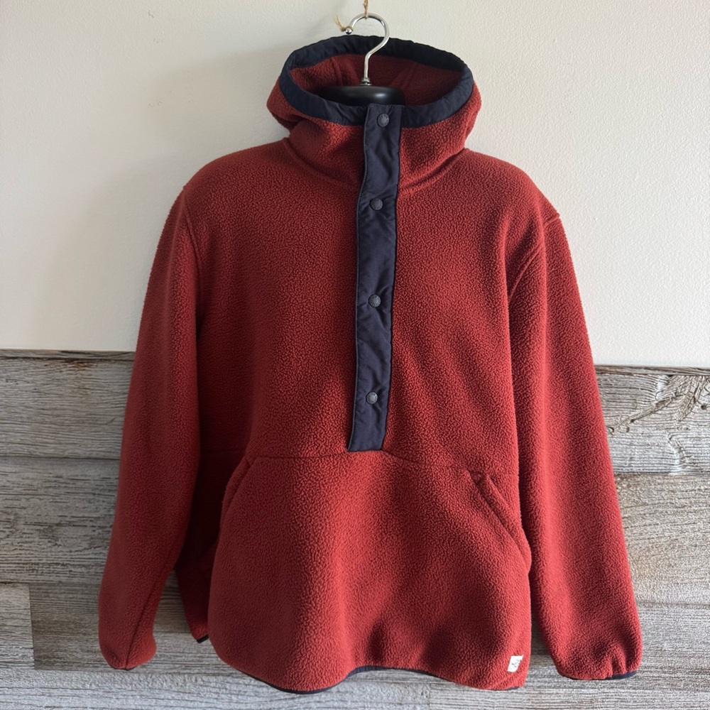 The North Face Men’s XL Terracotta Brown Fleece Pullover Hoodie Snap Front (M1)